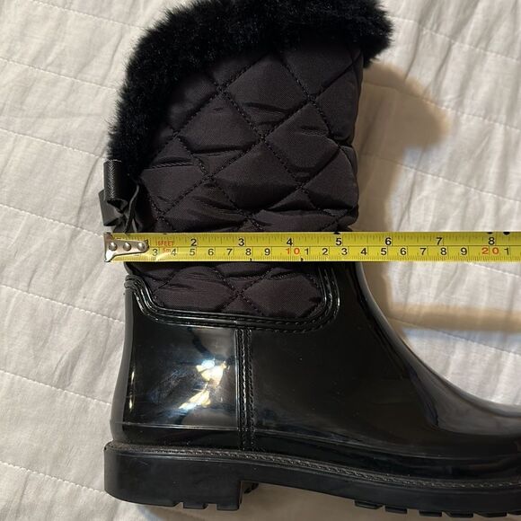 Kate Spade 9M Black Rubber Fleece Faux Fur Lined Rain Winter Pull-On Boots - Picture 12 of 15